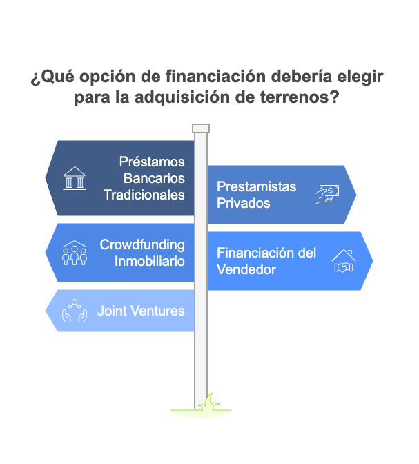 ¿Qué opción de financiación debería elegir para la adquisición de terrenos?